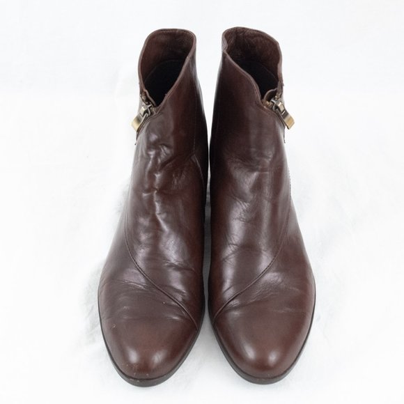 Everybody by BZ Moda Brown Leather Bootie Zip Up Almond Toe Sz 10.5 EU 41 - Picture 6 of 13